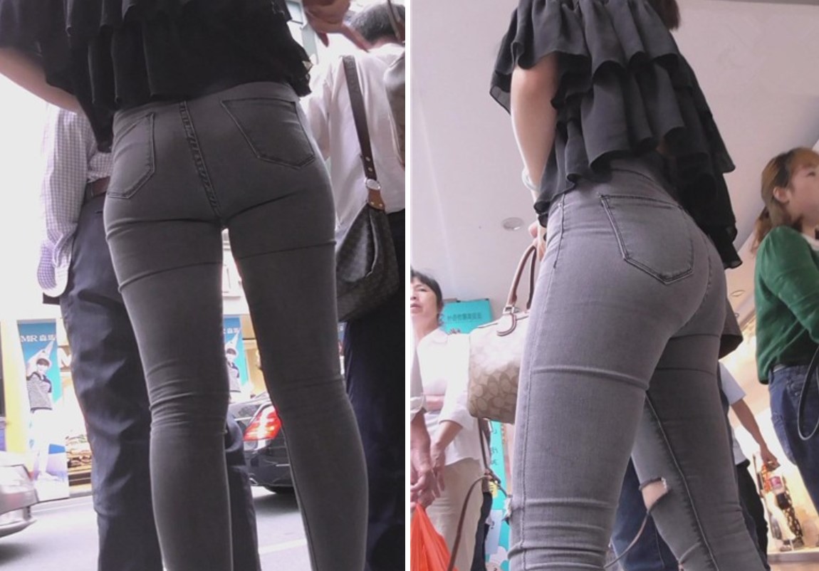 街拍极品紧身灰牛美女 [860 MB]