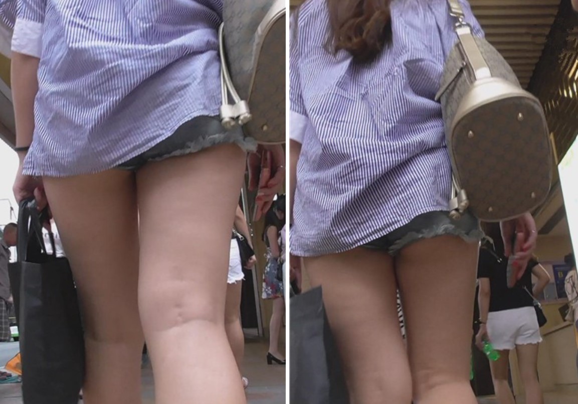 街拍超短牛仔短裤光腿小美女与闺蜜 [510 MB]