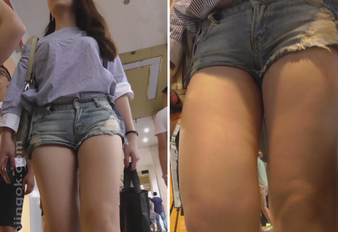 街拍超短牛仔短裤光腿小美女与闺蜜 [510 MB]
