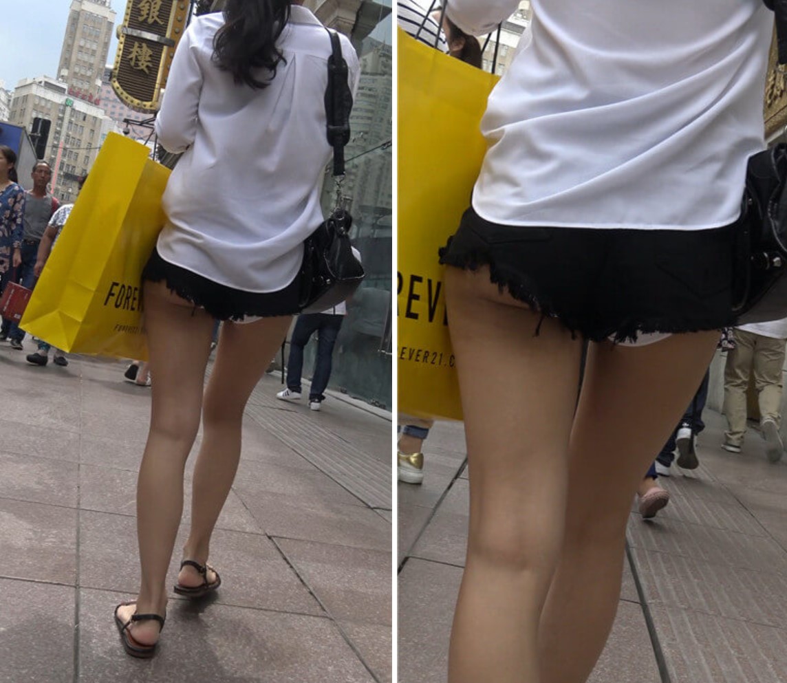 街拍白衣超短热裤女子 [2.09 GB]