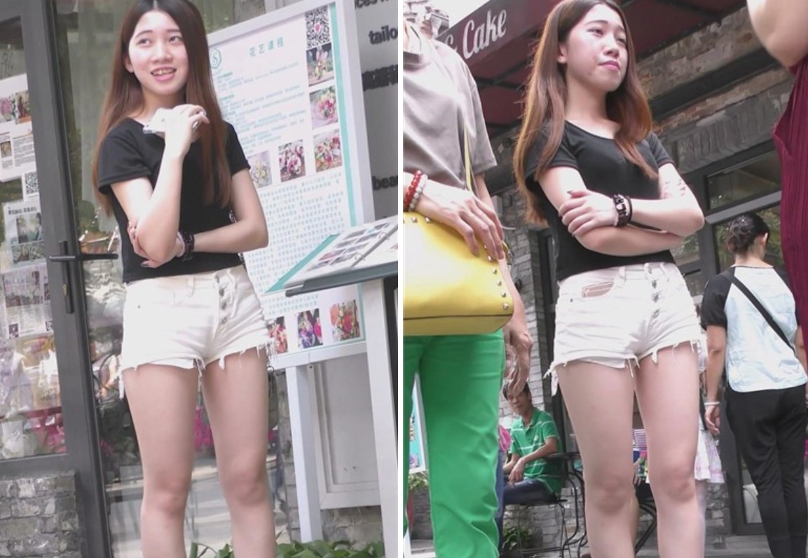 街拍超短白色热裤美臀清新妹子 [717 MB]