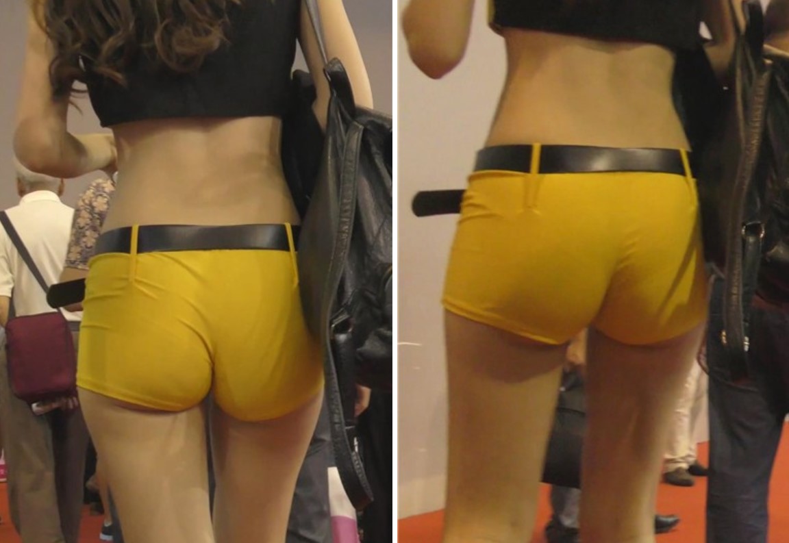 黄色超短热裤美臀性感美女 [352 MB]