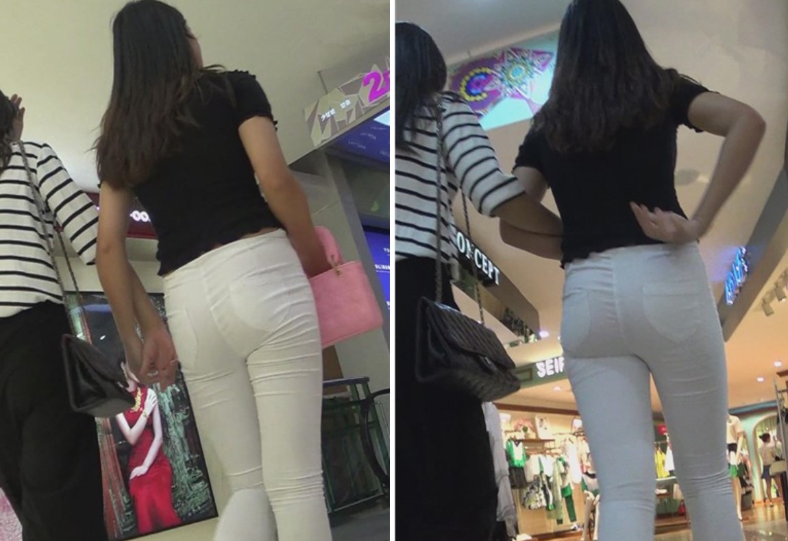 街拍白裤美臀性感美女跟闺蜜逛商场 [1.33 GB]