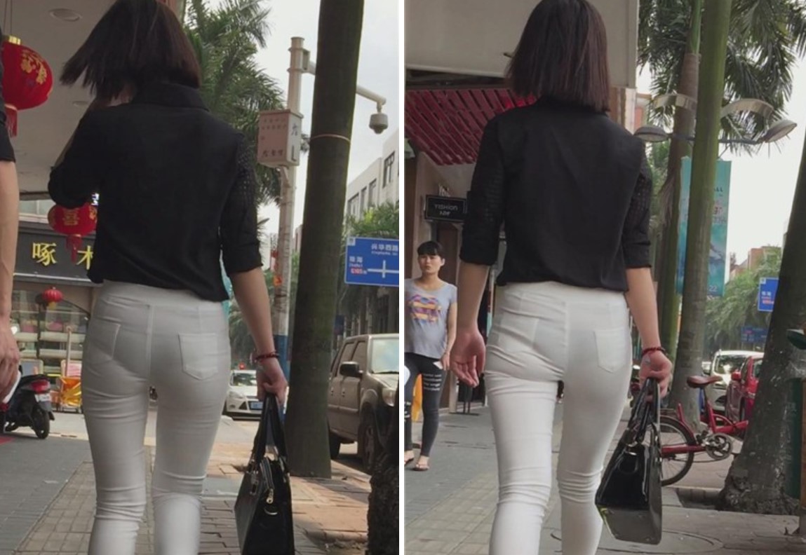 紧身白裤内痕清晰的小可爱萌妹子！[1.45 GB]