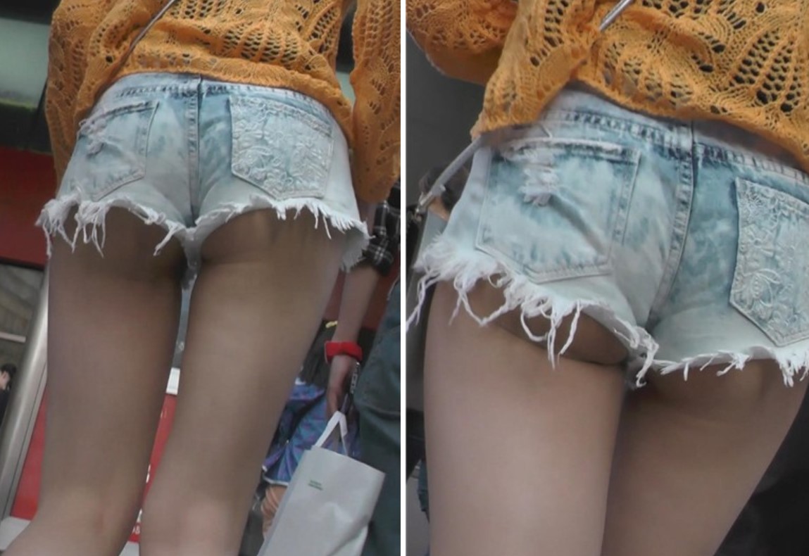 小男友陪逛街的美臀牛仔热裤甜美女孩 [328 MB]