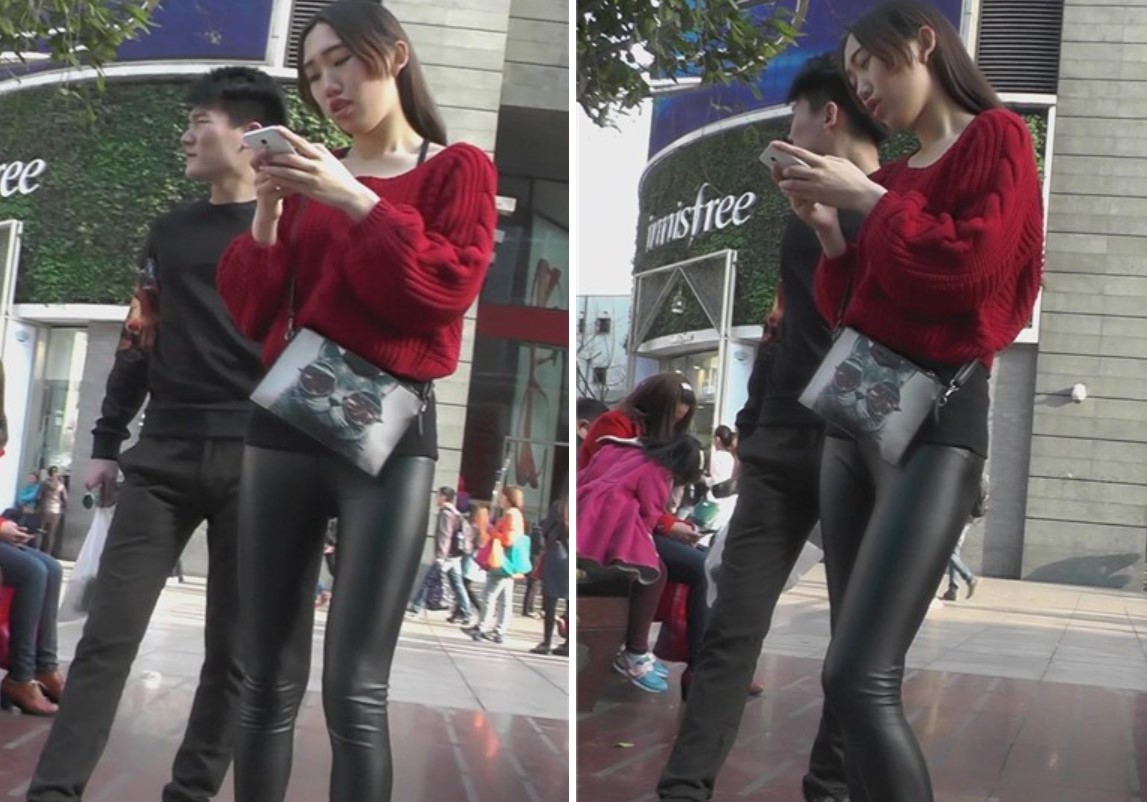 黑色皮裤红衣女孩真水灵 [1.46 GB]