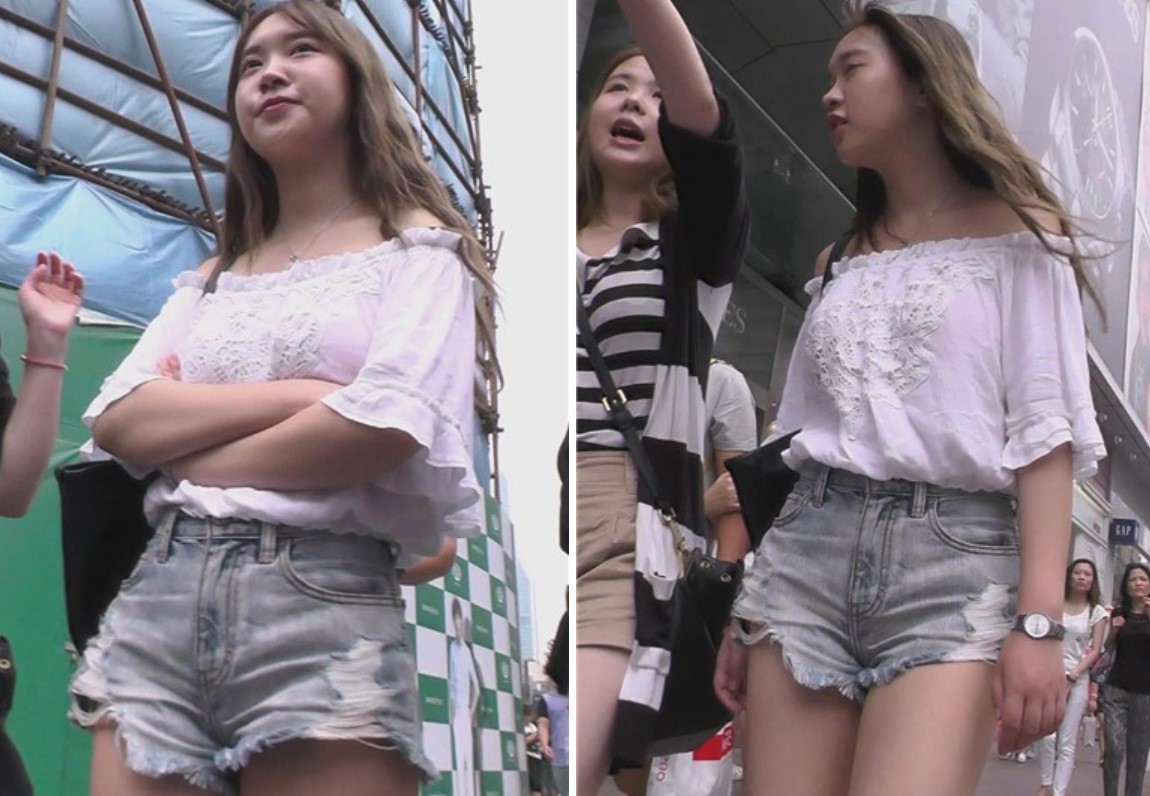 街拍超短牛仔热裤一字肩美女 [2.09 GB]