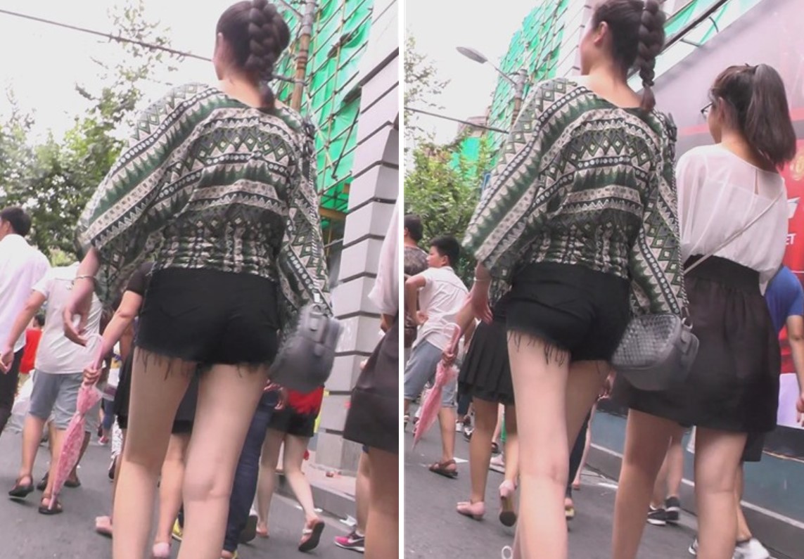 街拍黑色热裤美臀麻花辫美女 [2.69 GB]