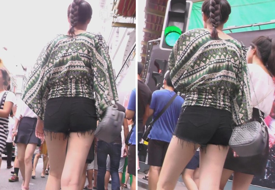 街拍黑色热裤美臀麻花辫美女 [2.69 GB]