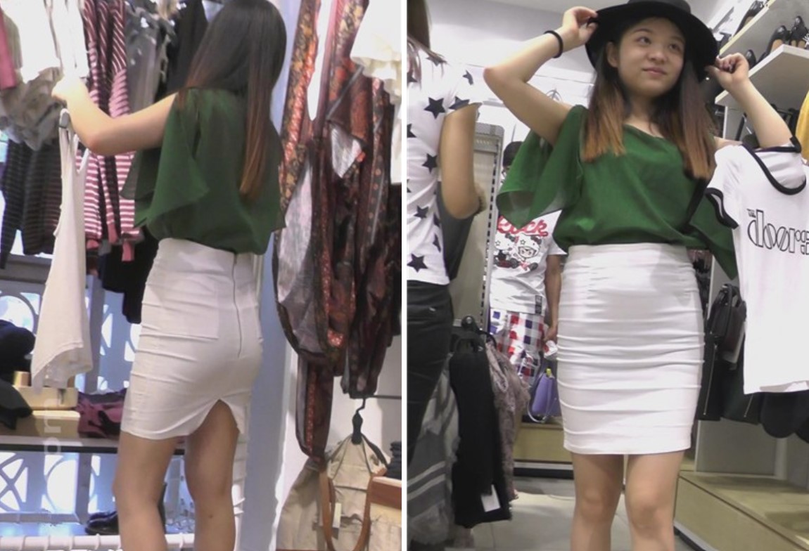 白色包臀裙女孩跟男友逛服装店 [1.39 GB]
