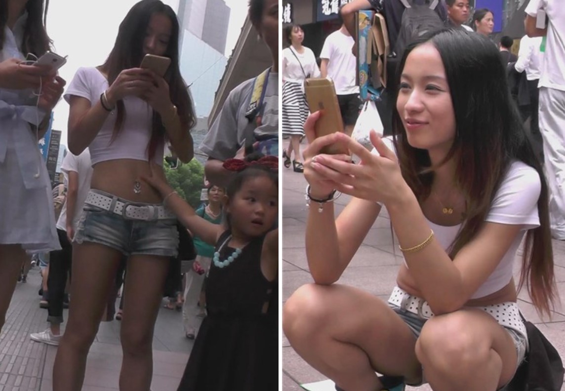 街拍性感小蛮腰露脐短裤丰满美少妇 [744 MB]