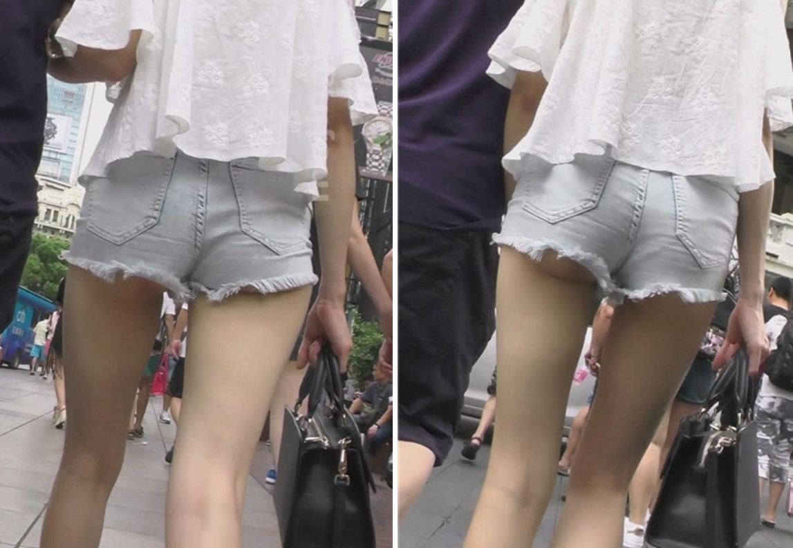 街拍性感高挑长腿热裤短发美女 [466 MB]