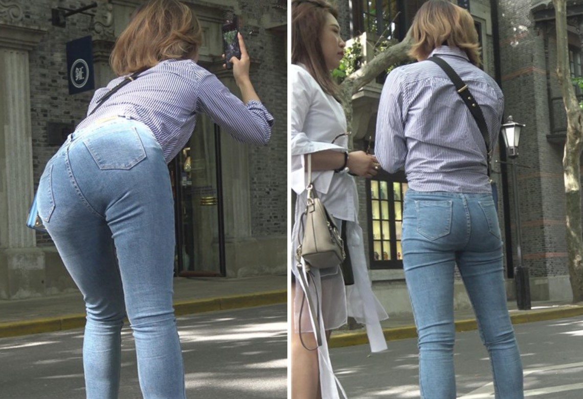 4k-貌美如花的紧身蓝色牛仔裤美女姐姐边走边拍[2.94 GB]