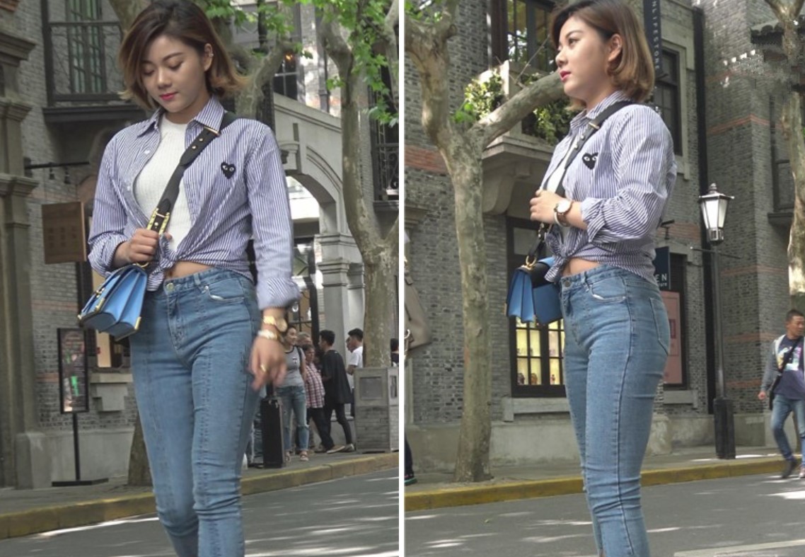 4k-貌美如花的紧身蓝色牛仔裤美女姐姐边走边拍[2.94 GB]