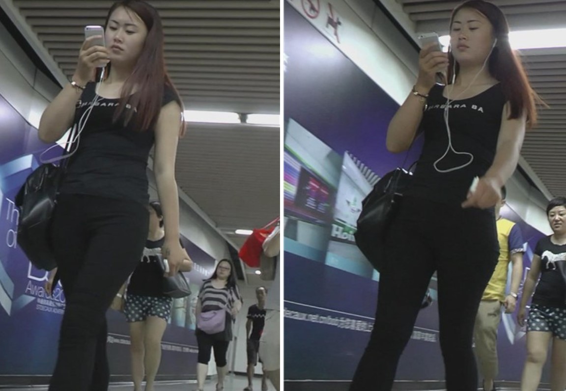 街拍紧身黑裤听歌的美女 [1.54 GB]