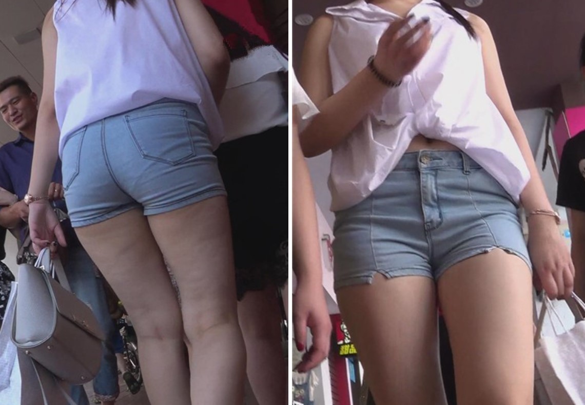 街拍高腰牛仔热裤苹果臀美眉 [661 MB]