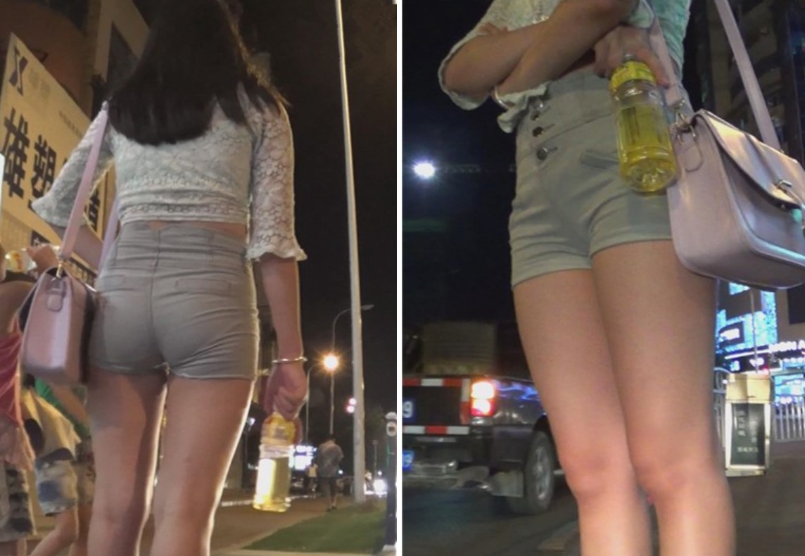 街拍美女夜晚街头独自徘徊 [703 MB]