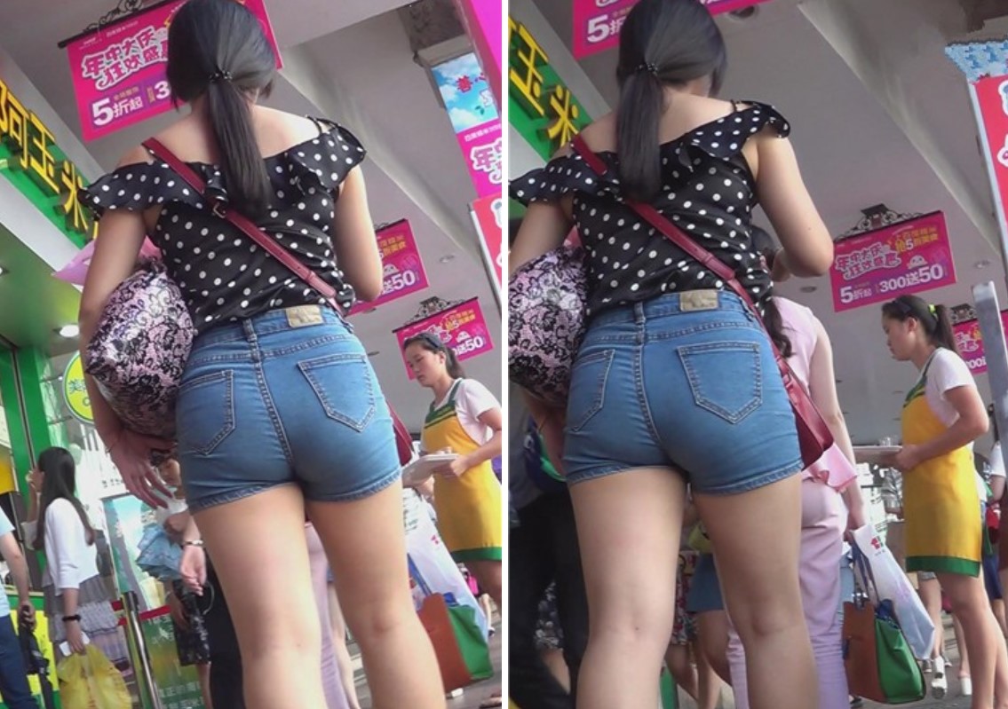 街拍肥臀热裤美女，底盘绝对扎实 [1.01 GB]