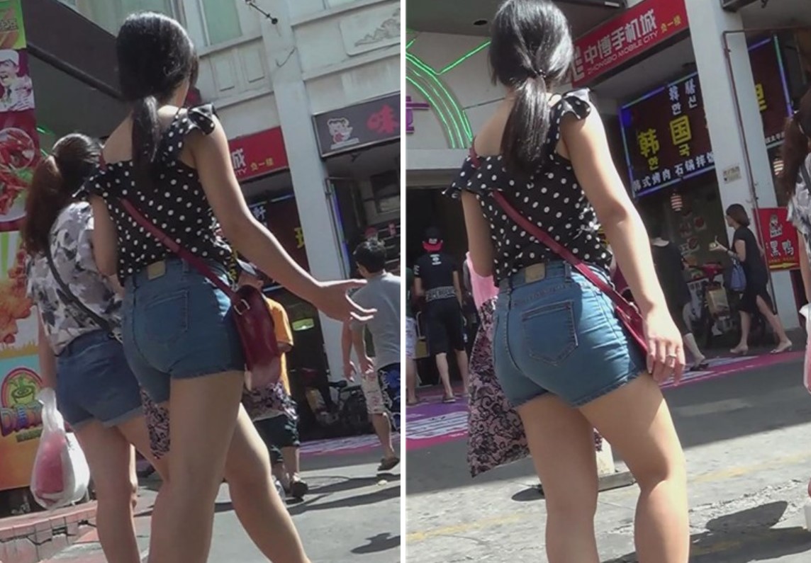 街拍肥臀热裤美女，底盘绝对扎实 [1.01 GB]