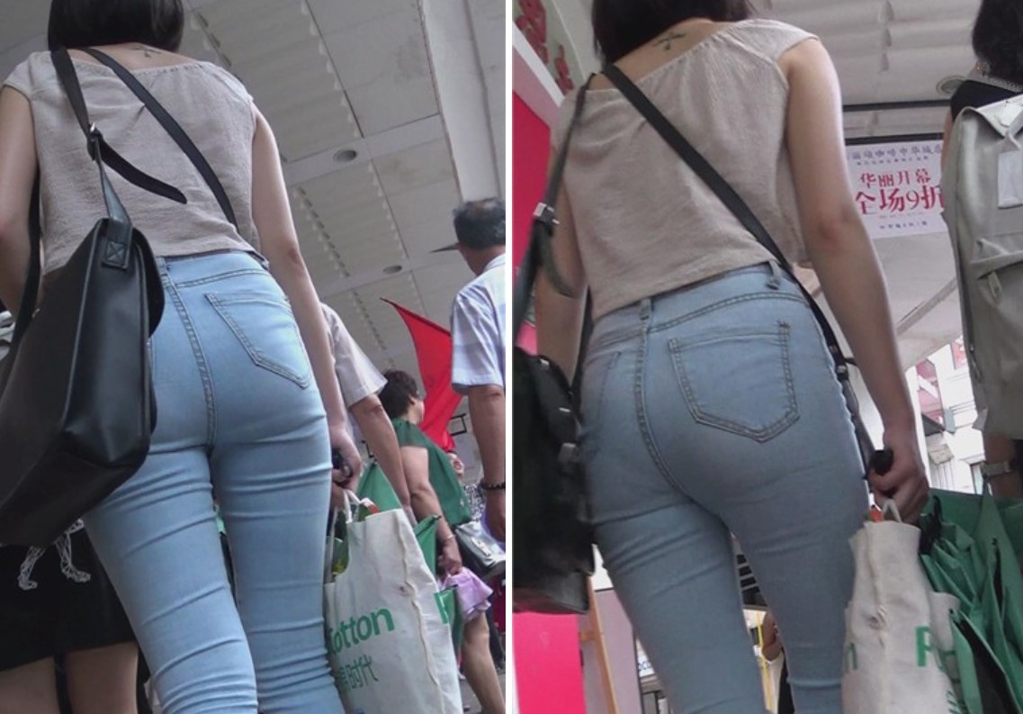 街拍紧身蓝牛性感美臀短发美女 [2.21 GB]