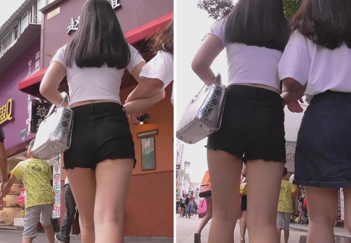 街拍性感美臀高腰短裤俩姐妹 [1.02 GB]