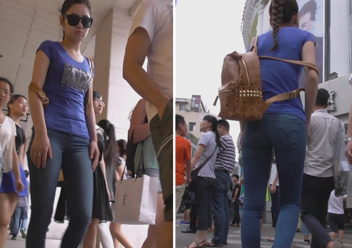 街拍麻花辫高挑细腿紧身蓝牛美女 [1.50 GB]