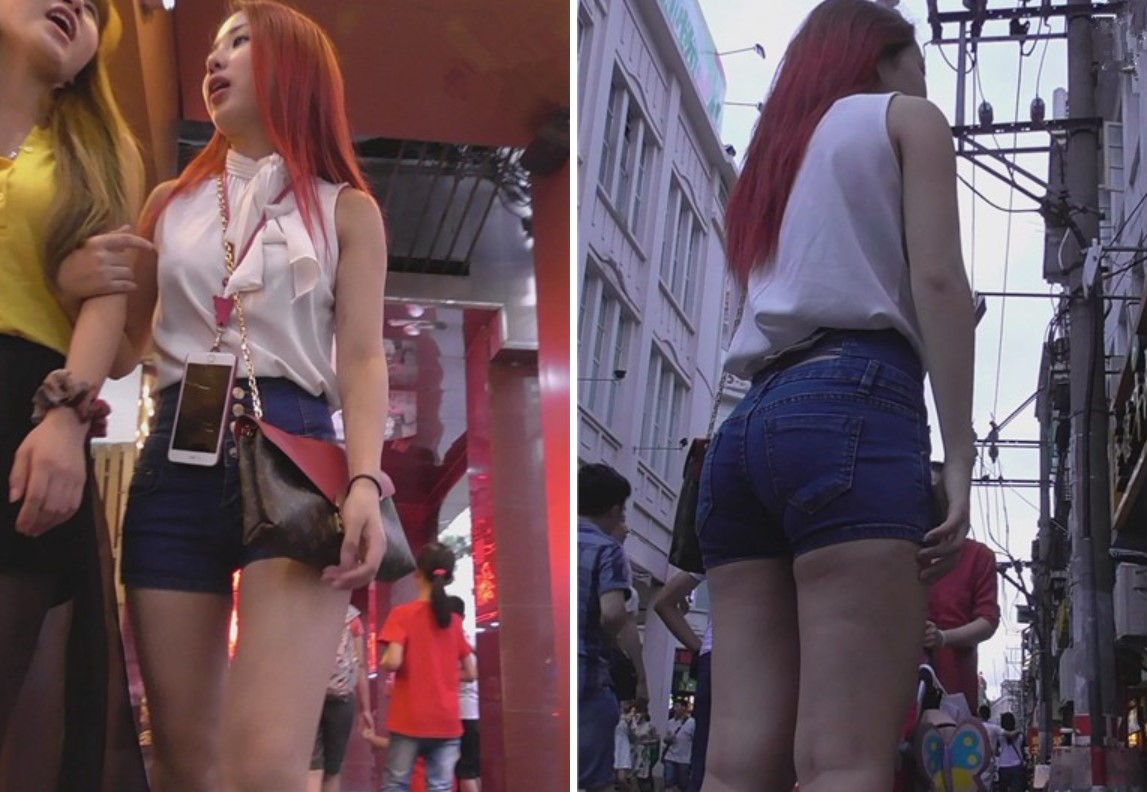 街拍酒红色翘臀美女，身材棒棒哒 [1.92 GB]