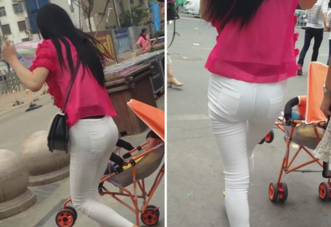 街拍极品紧身白裤美腿苗条少妇 [795 MB]