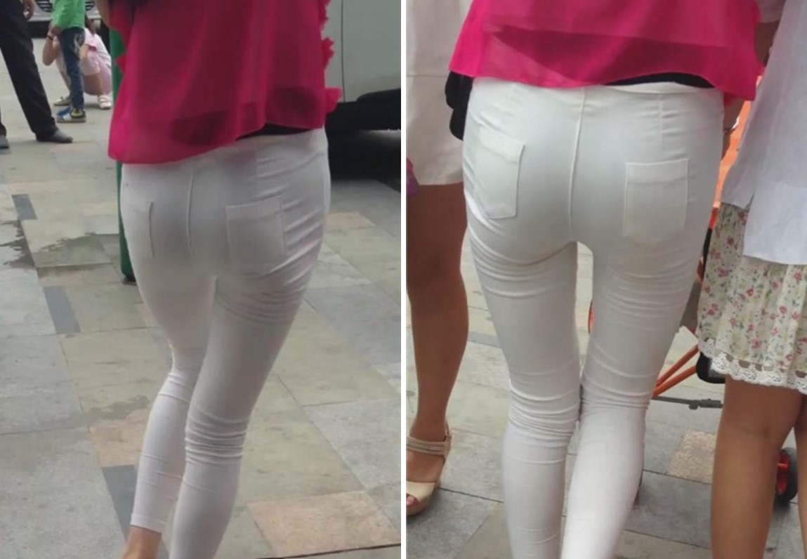 街拍极品紧身白裤美腿苗条少妇 [795 MB]