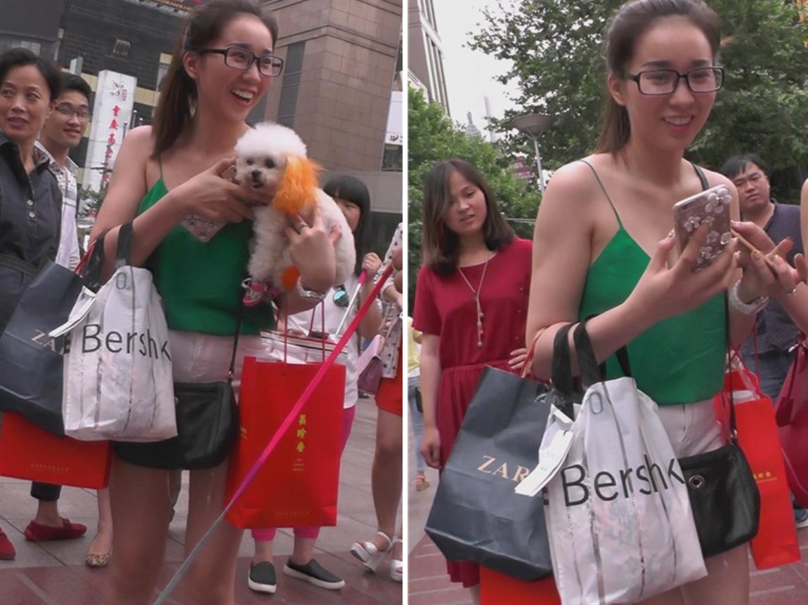 街拍遇见泰迪就激动的性感热裤美女 [3.14 GB]