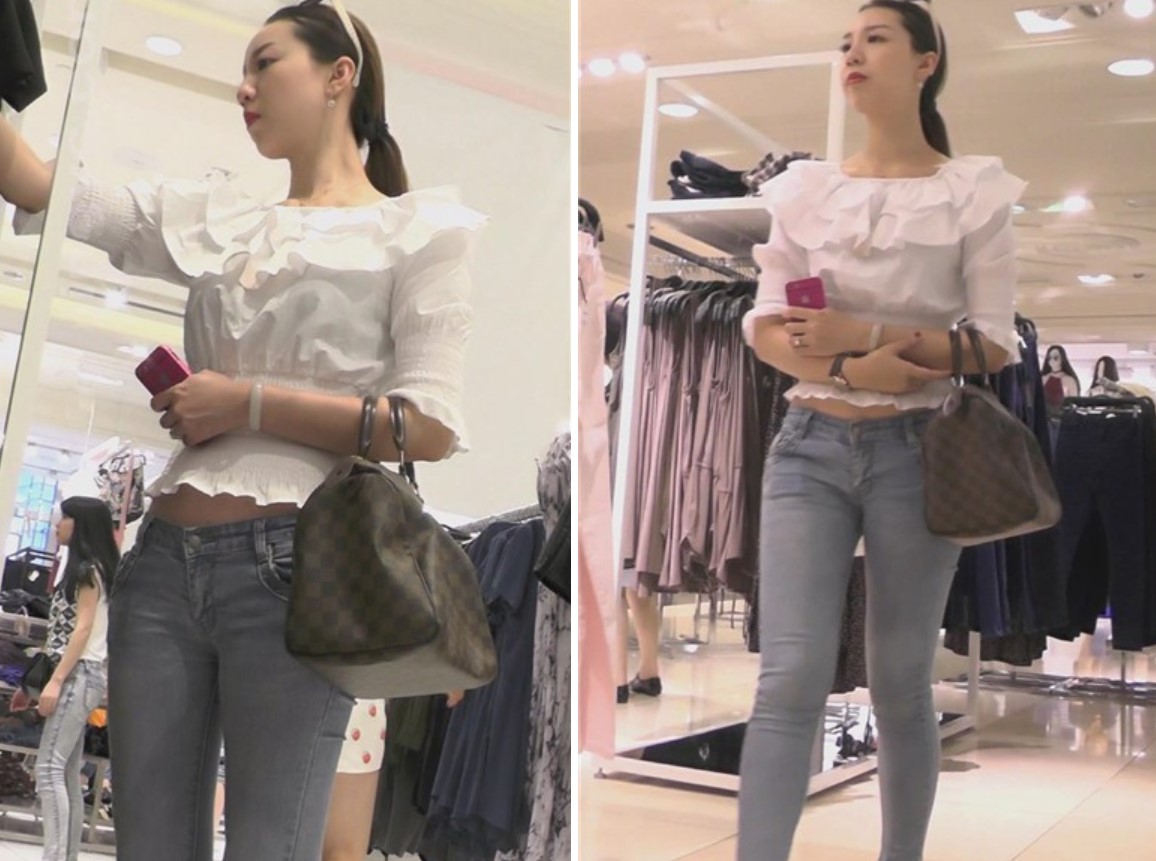 街拍翘臀紧身蓝牛小蛮腰美女，紧绷到令人窒息 [2.12 GB]