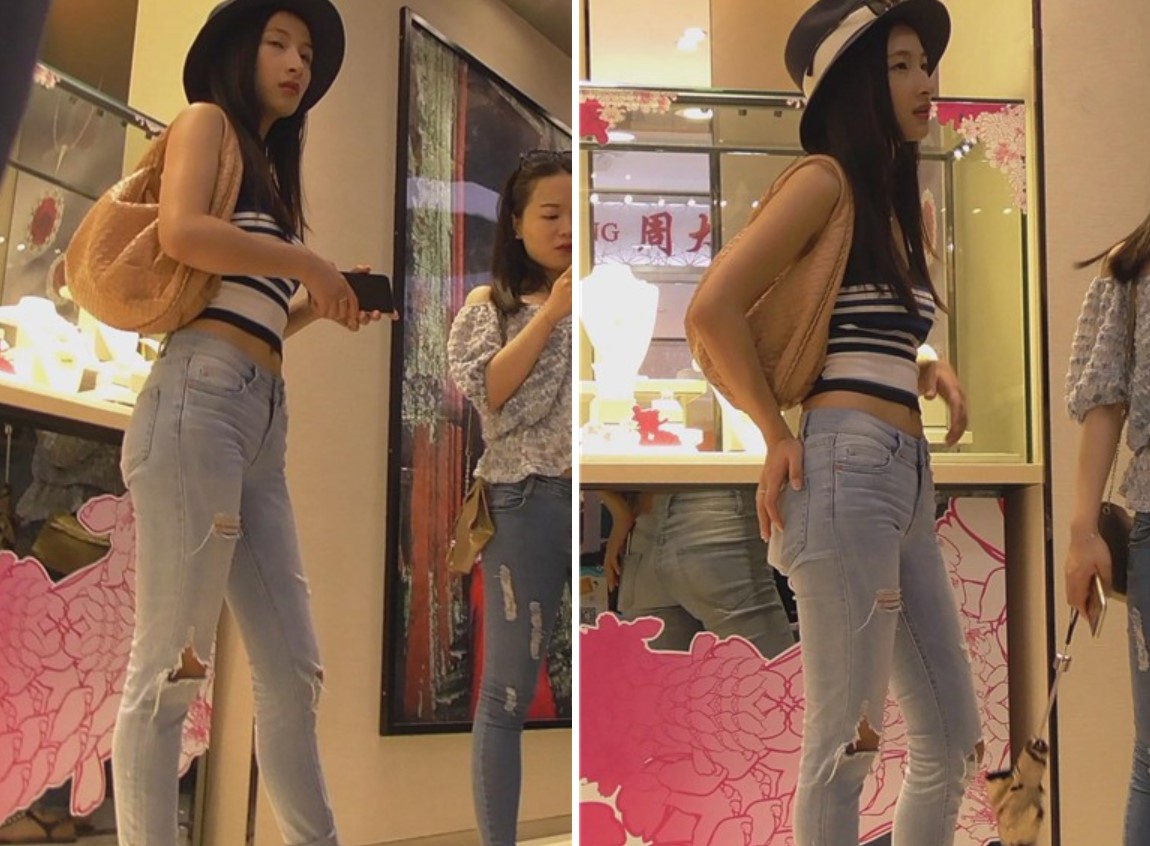 街拍蓝色牛仔裤美臀长腿小姐姐 [1.34 GB]