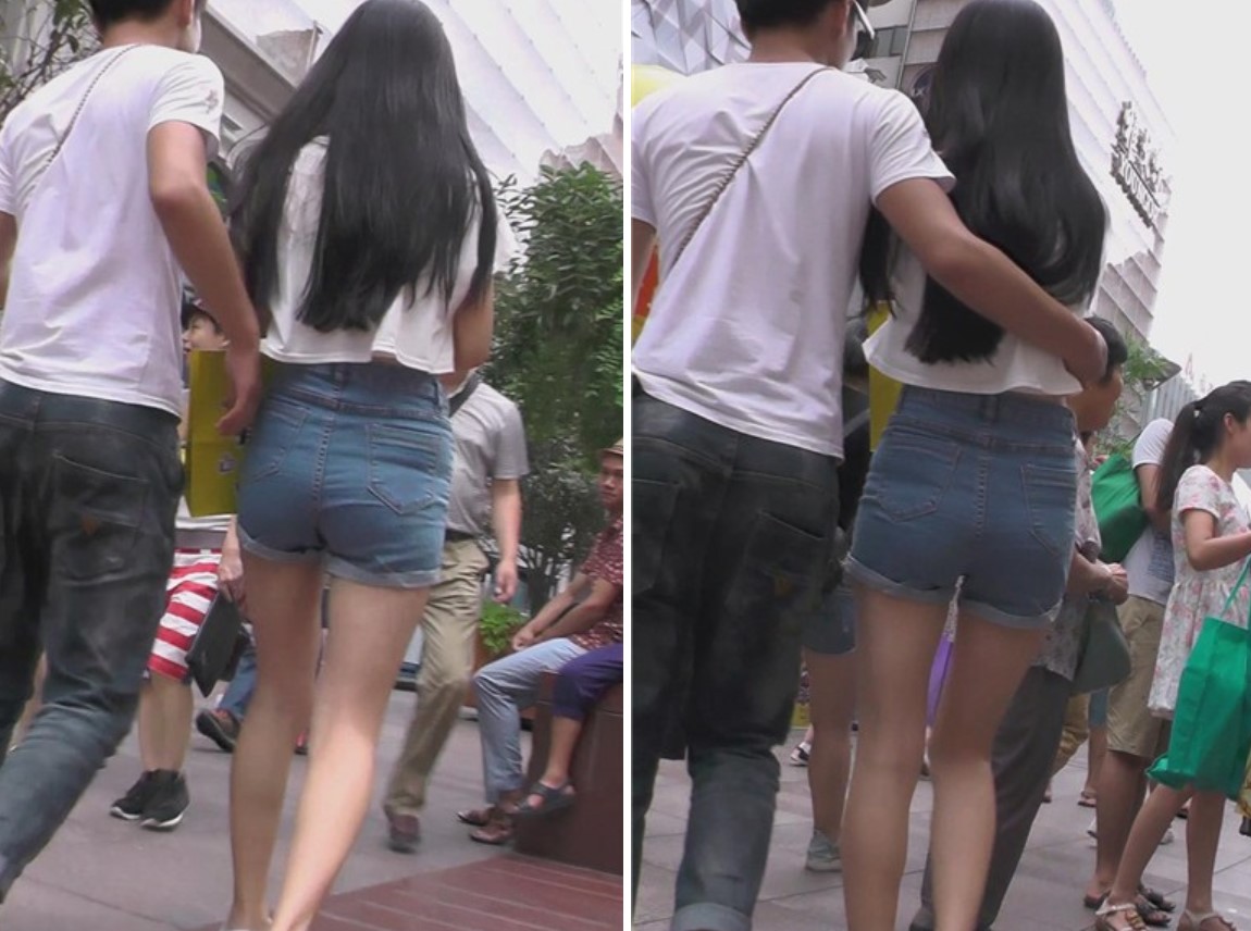 街拍被男友搂着幸福甜蜜的牛仔热裤美眉 [2.42 GB]