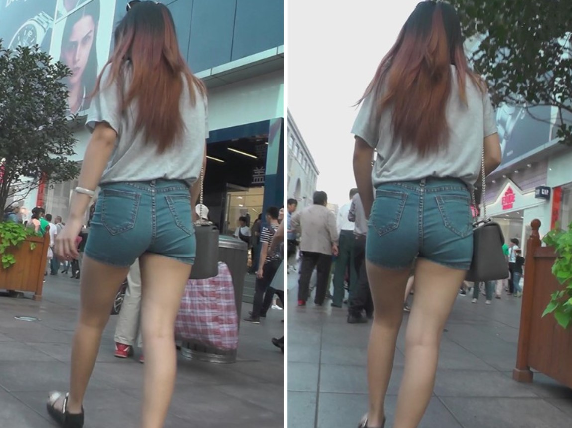 街拍清新美臀热裤性感长发小姐姐 [693 MB]