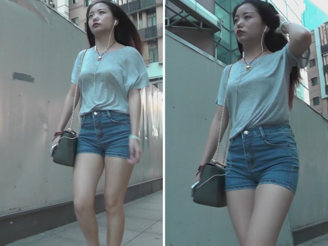 街拍清新美臀热裤性感长发小姐姐 [693 MB]