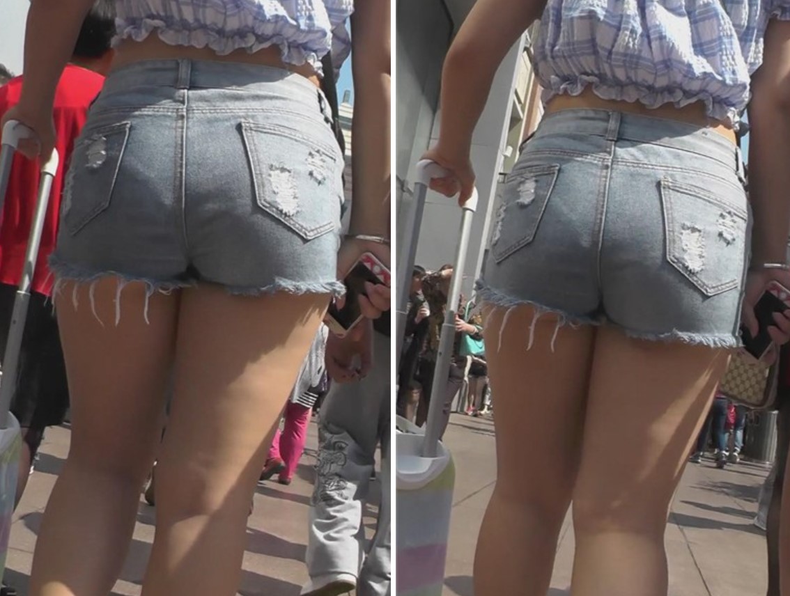 拖着行李箱的高腰热裤美眉 [956 MB]