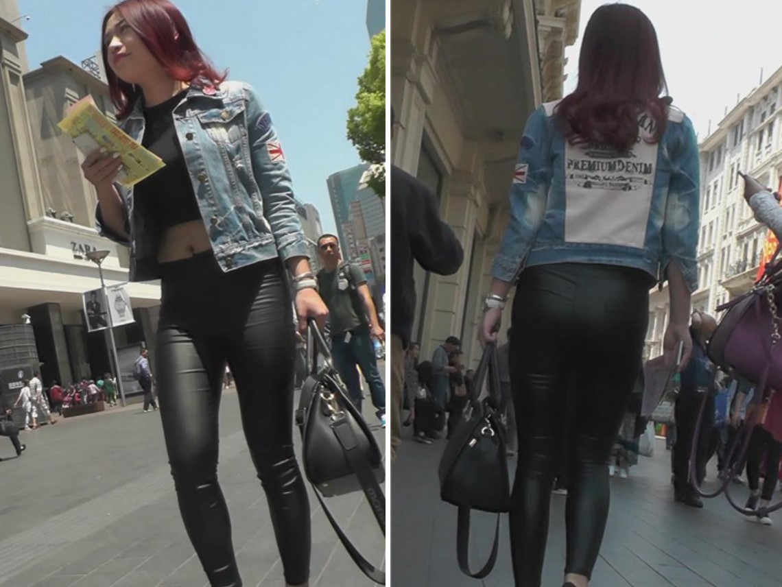 紧身皮裤露脐装，牛仔小外套美女姐姐 [1.23 GB]