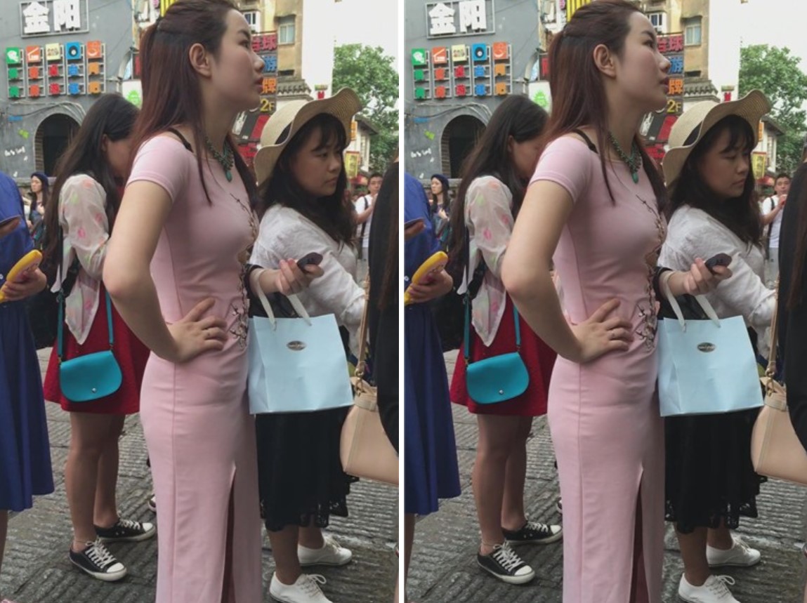 甜美可人粉色旗袍美女在排队 [453 MB]
