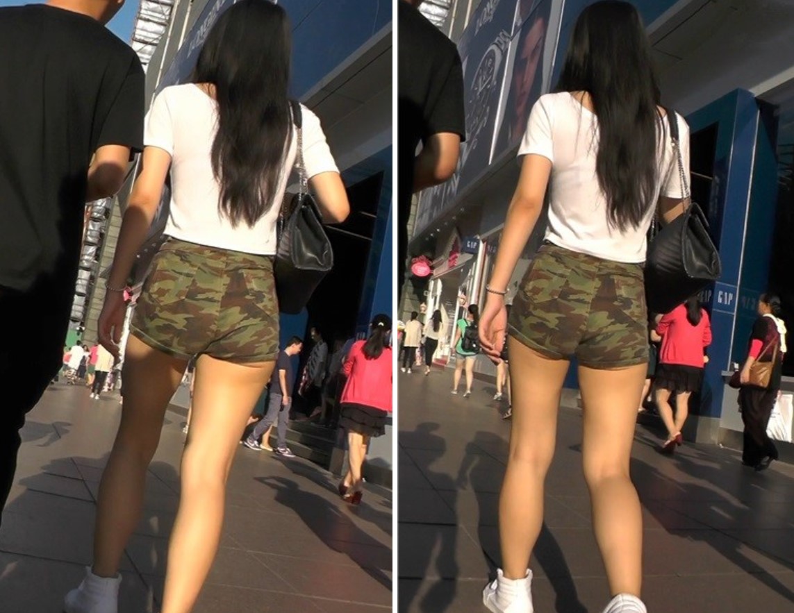 高腰迷彩热裤苹果臀性感美眉 [1.00 GB]