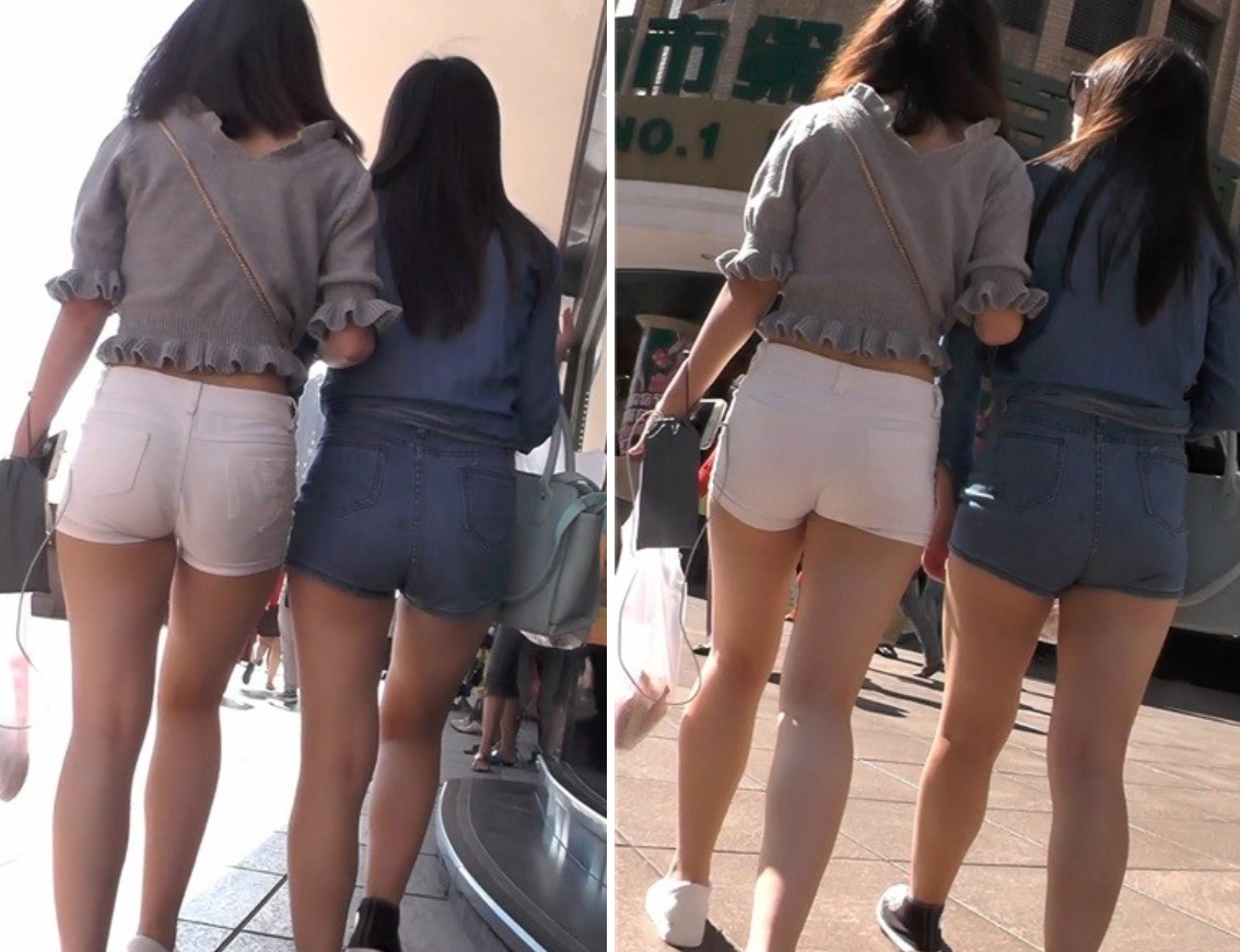 街拍秀丽高颜值苹果臀热裤漂亮姐妹 [801 MB]