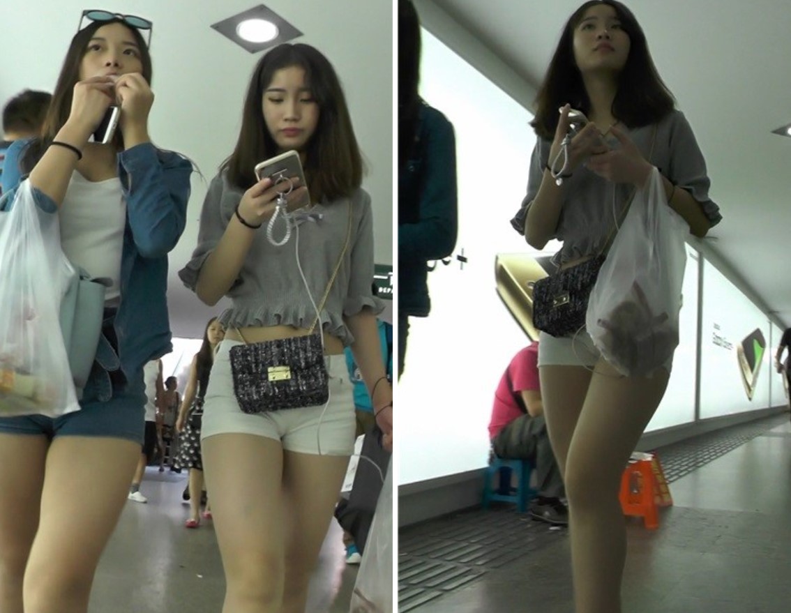 街拍秀丽高颜值苹果臀热裤漂亮姐妹 [801 MB]