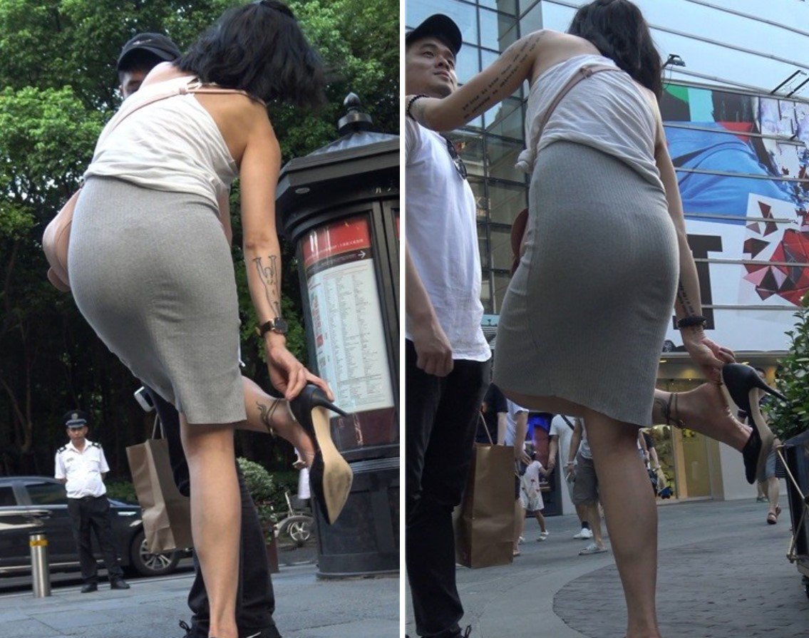 4k-极品性感灰包臀裙性感美女，高跟鞋有点不合脚 [1.93 GB]