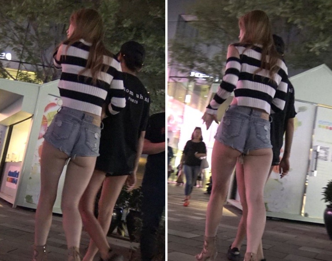 4k-街拍超短热裤长腿漏臀美眉 [881 MB]