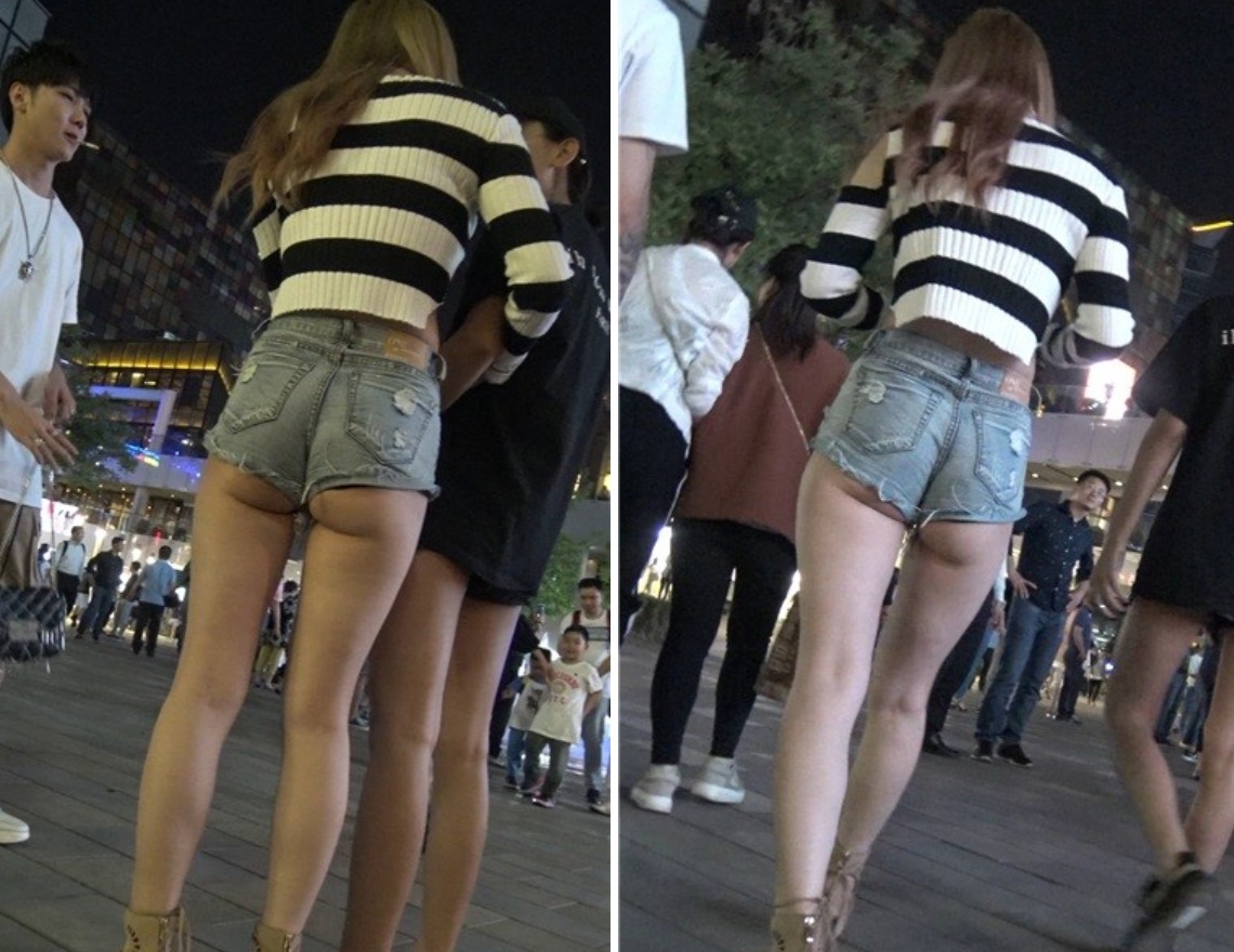 4k-街拍超短热裤长腿漏臀美眉 [881 MB]