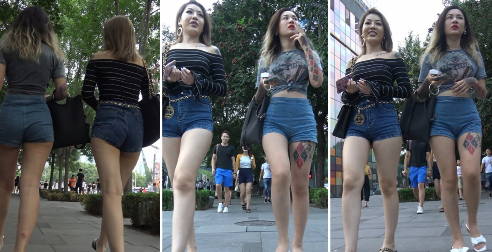 4k超清，街拍豪放霸气纹身牛仔超短热牛姐妹[2.43 GB]