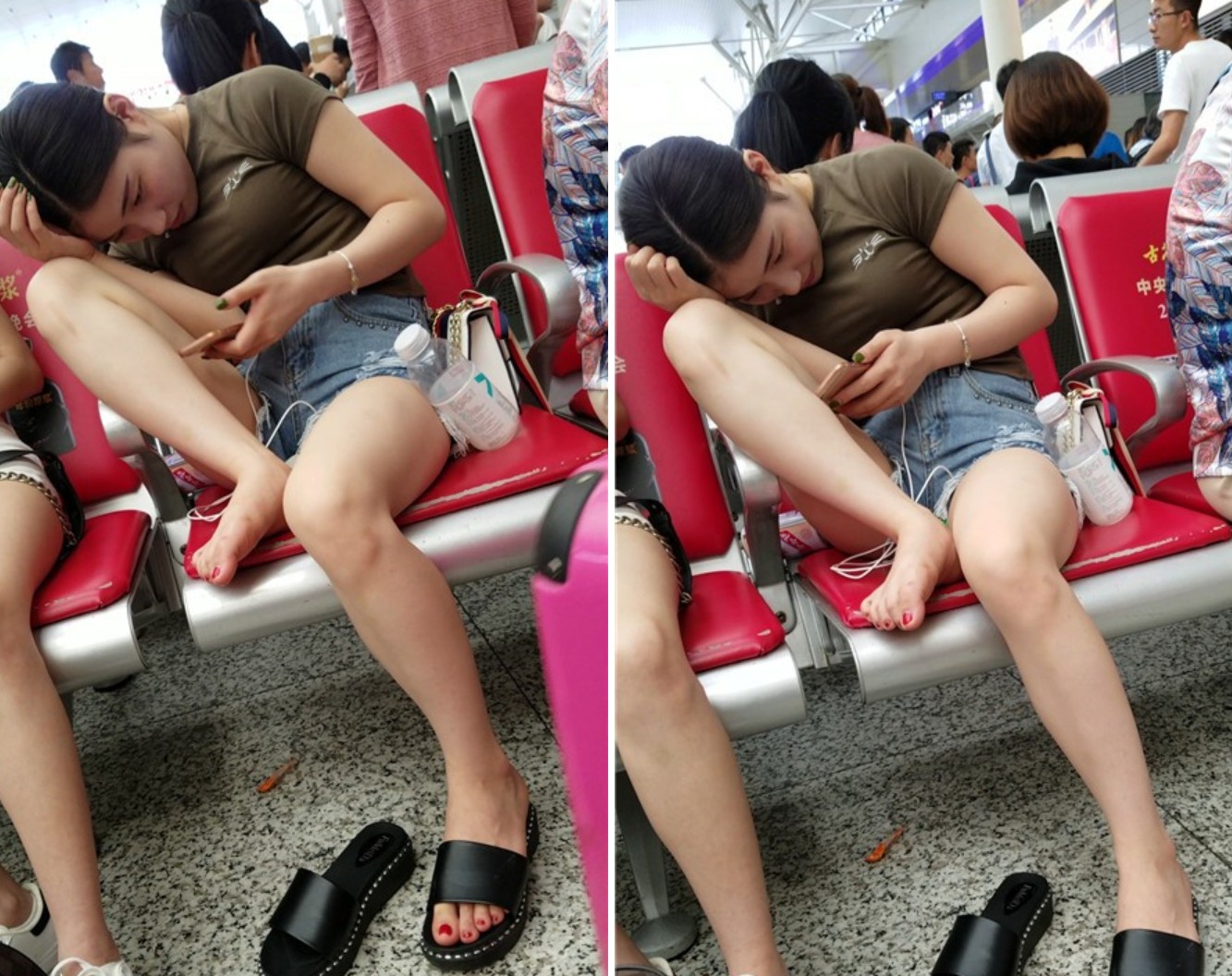 4k-牛仔热裤美腿丰满小姐姐看手机姿势很浪啊