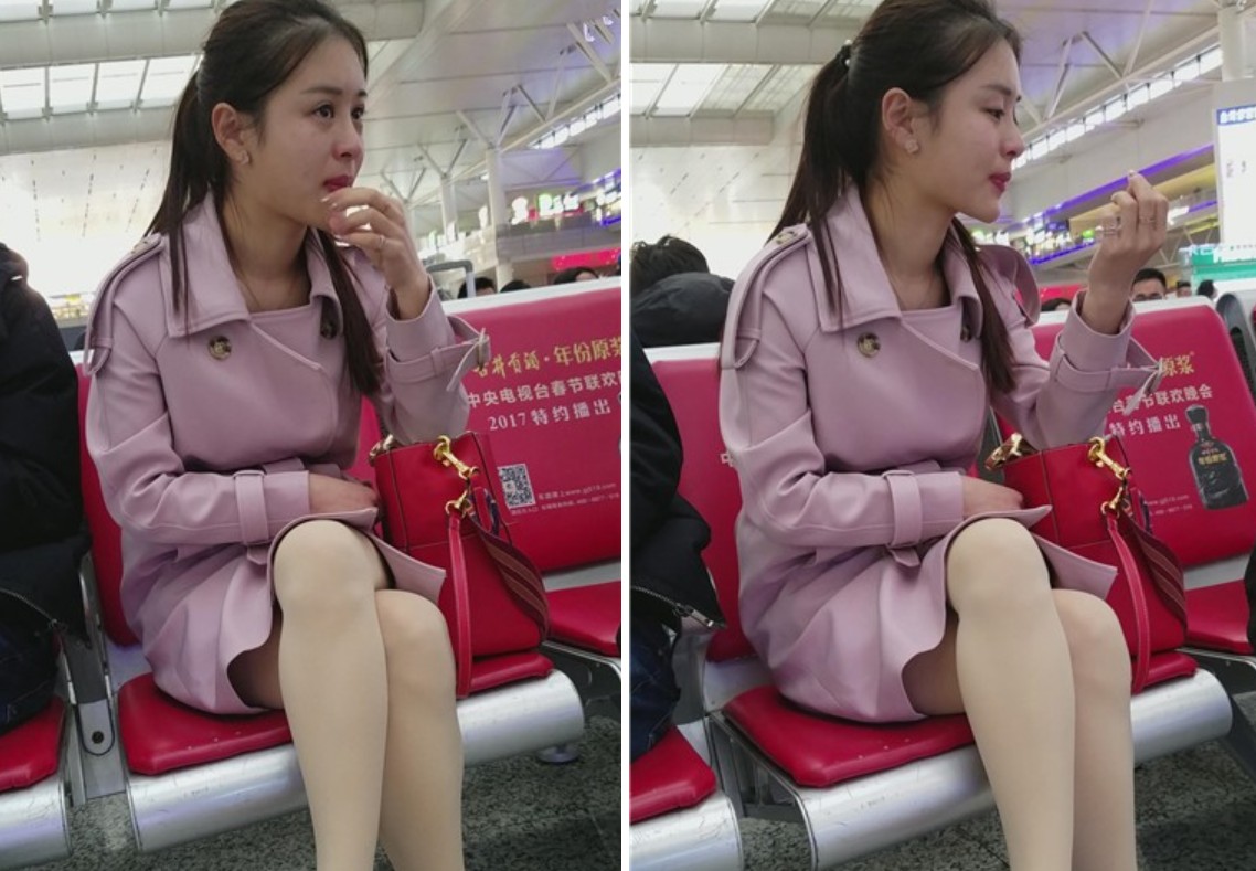 4k-高铁站候车室拍摄肉丝袜高跟鞋美女