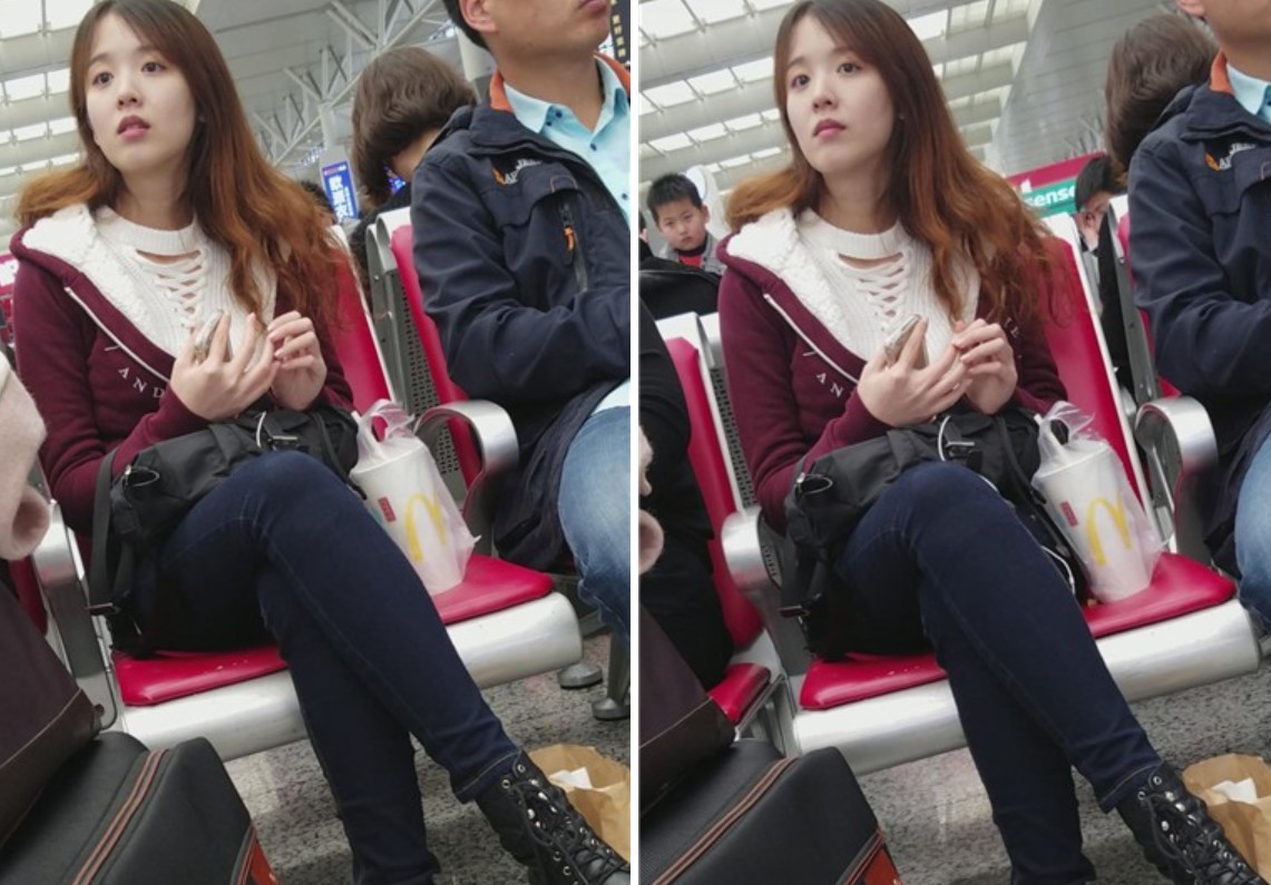 4k-高铁站候车室拍摄小清新漂亮甜美女神姐姐