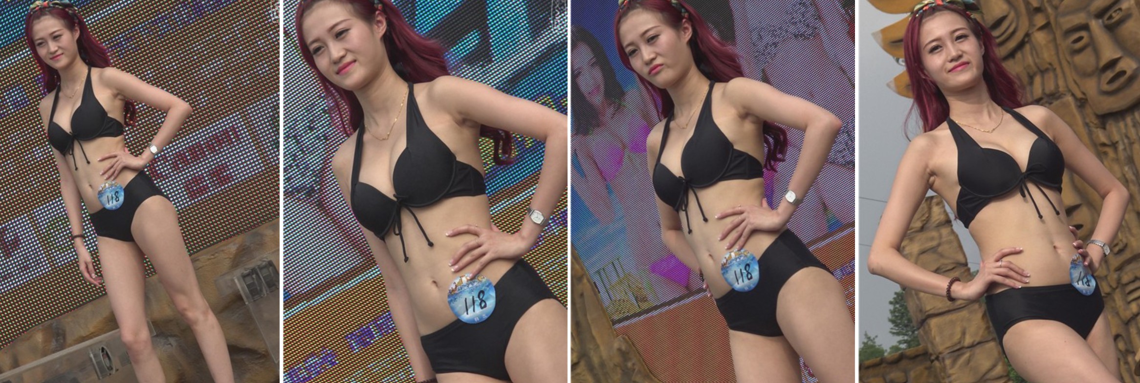 4k-黑色性感比基尼泳装美女MM