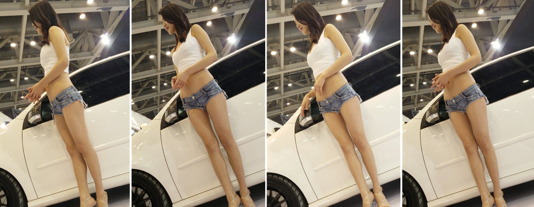 4k超清画质！大长腿小短热裤性感美女车模，身材顶呱呱